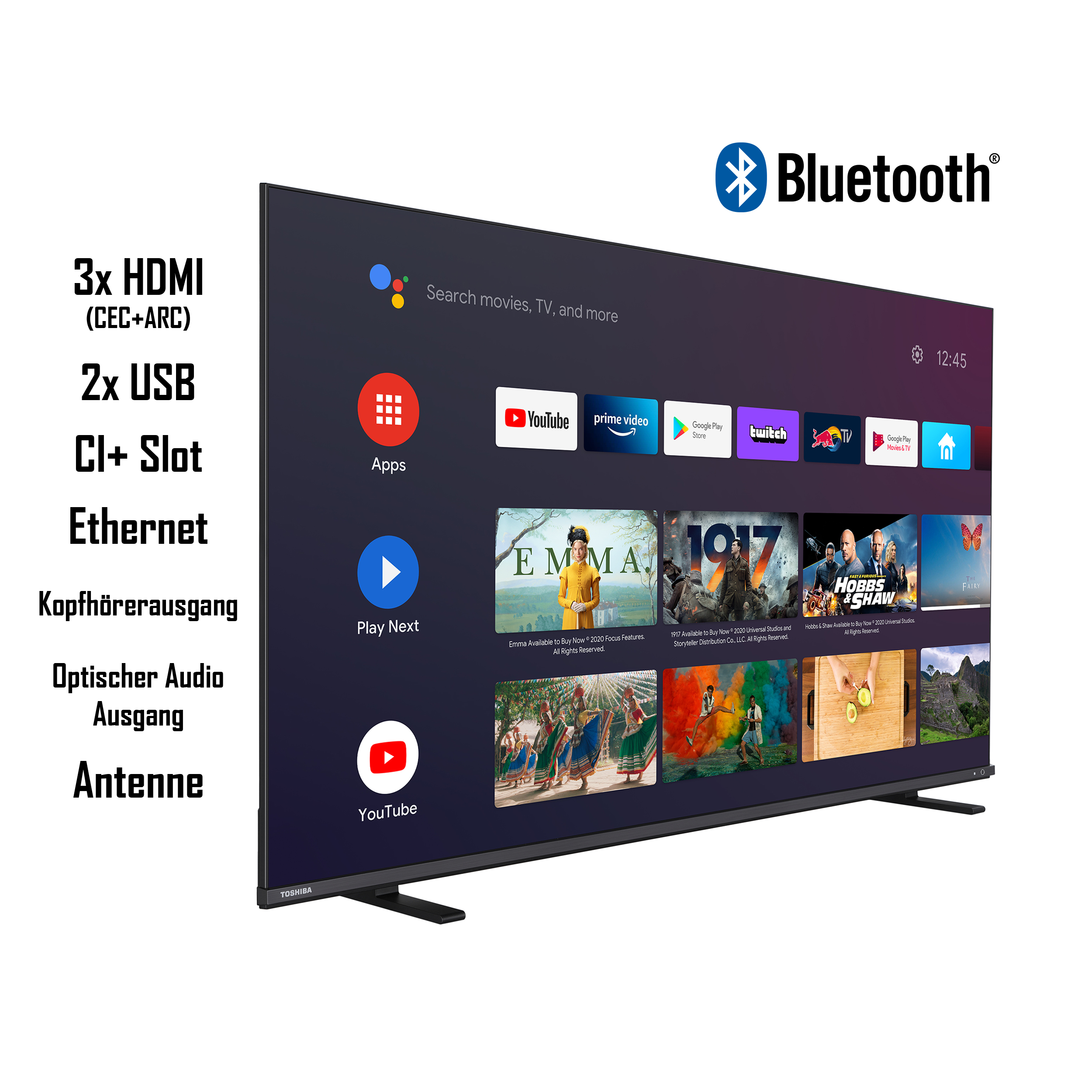 TV 65QA4C63DG (Flat, Android / TV) TOSHIBA cm, Zoll QLED 65 4K, UHD 164