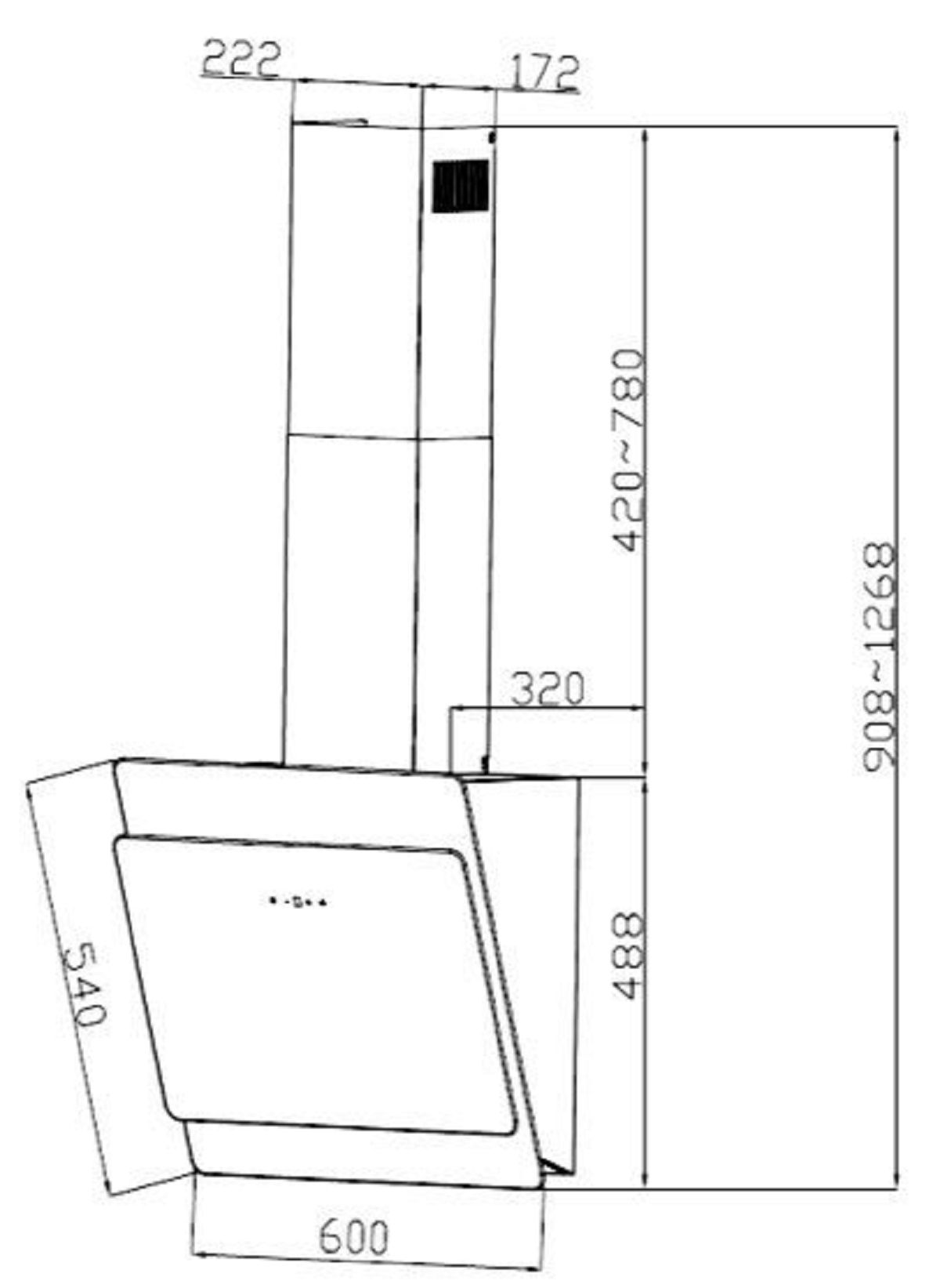 320 ABTZ, PKM S3-60 breit, tief) mm mm Dunstabzugshaube (600