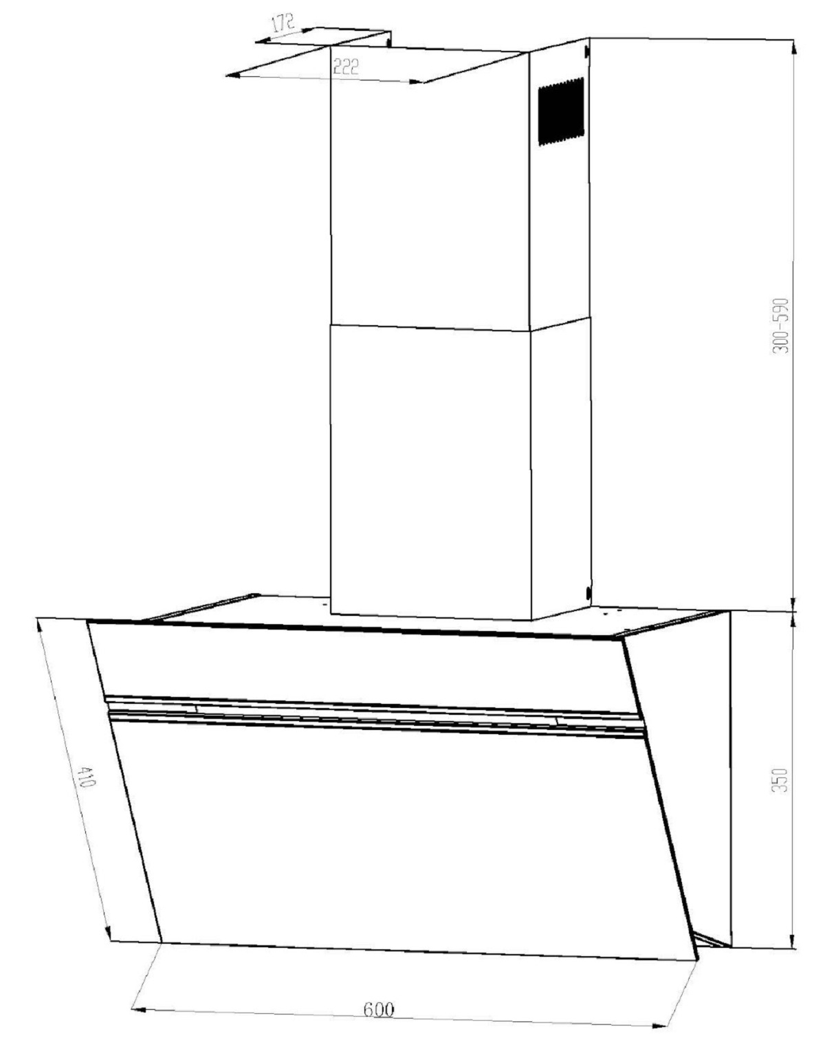 breit, (600 PKM mm tief) Dunstabzugshaube ABTZ, 386 mm S9-60