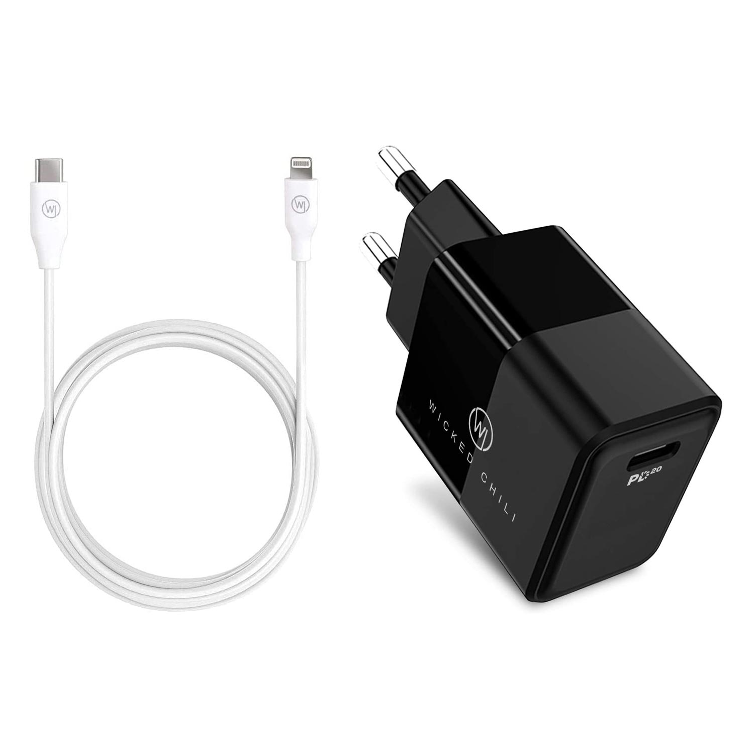12 / Ladekabel Lade-Set 14 20W Netzteil auf USB-C Netzteil C USB Charge 13 für 11 WICKED mit Lightning / CHILI iPhone Fast 1m /
