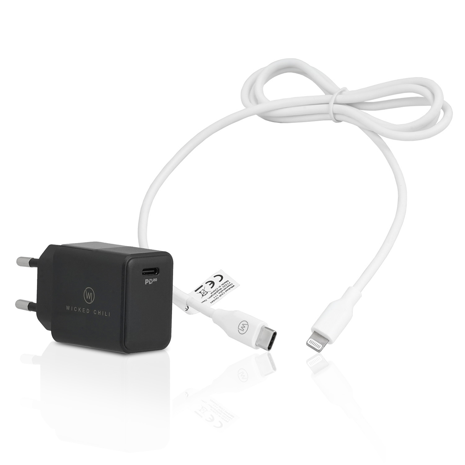 13 12 USB-C mit Lightning Netzteil / WICKED Ladekabel 20W Fast Charge 11 1m CHILI Lade-Set iPhone auf 14 Netzteil / USB für C /