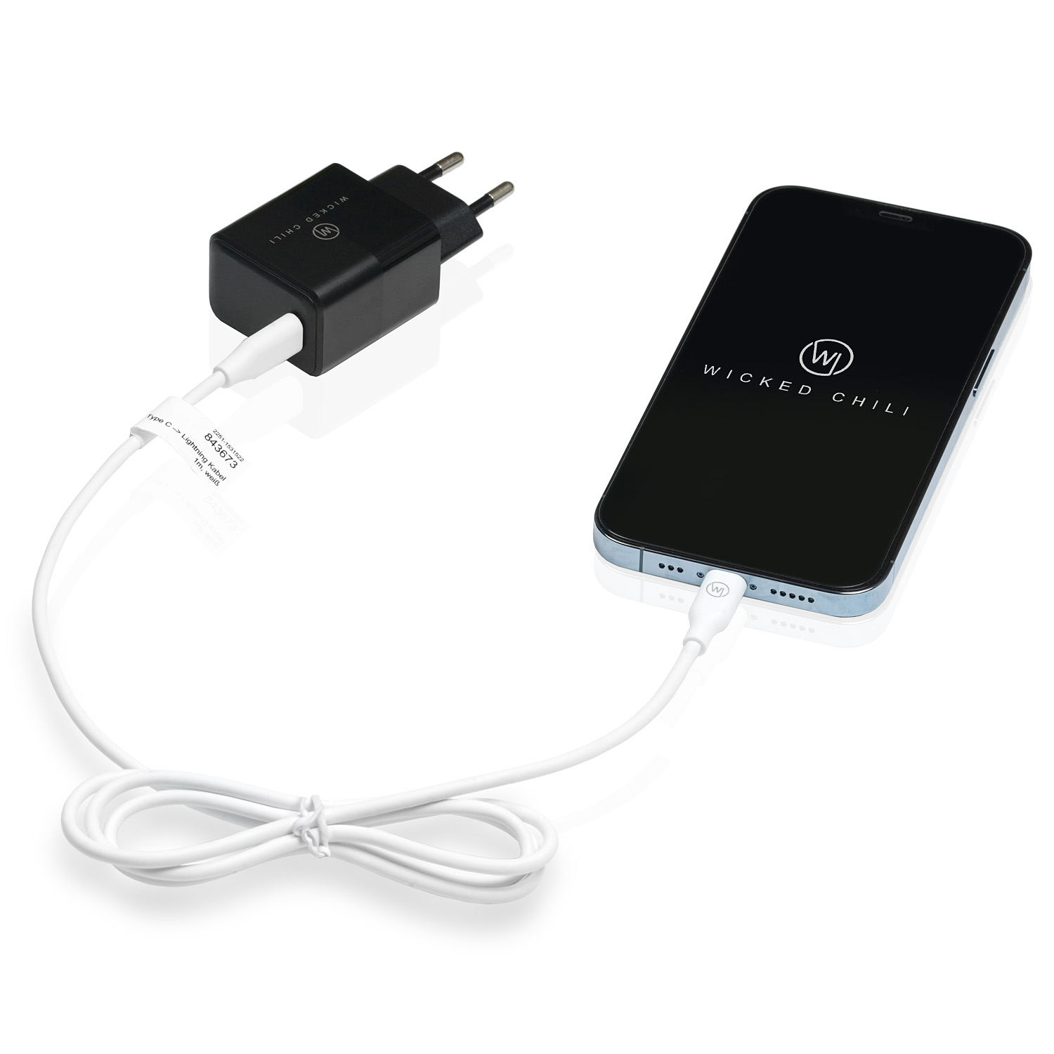 13 12 USB-C mit Lightning Netzteil / WICKED Ladekabel 20W Fast Charge 11 1m CHILI Lade-Set iPhone auf 14 Netzteil / USB für C /