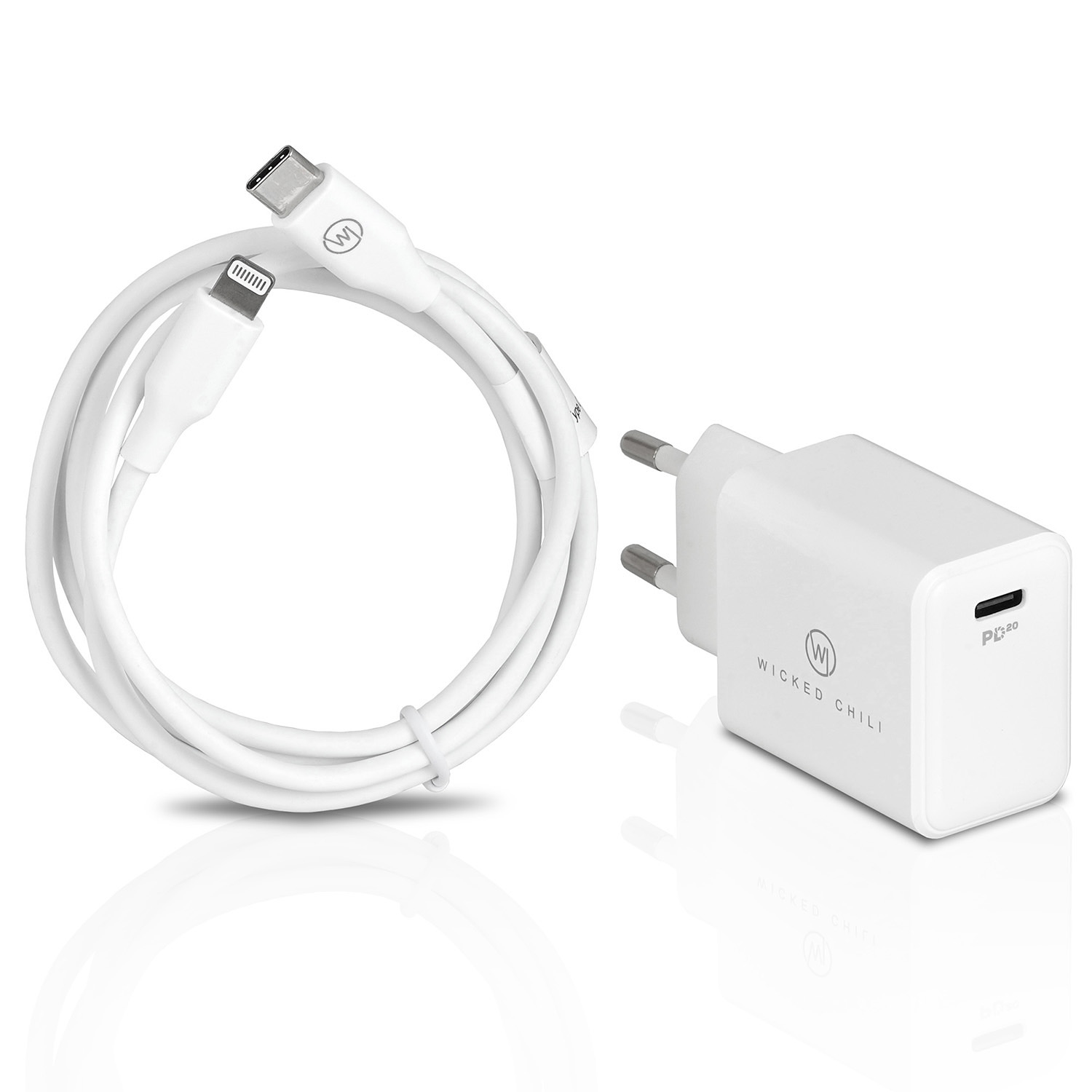 WICKED CHILI 20W Netzteil mit Lightning Ladekabel Fast C für / 11 auf / 12 USB 1m USB-C / 14 13 Netzteil iPhone Lade-Set Charge