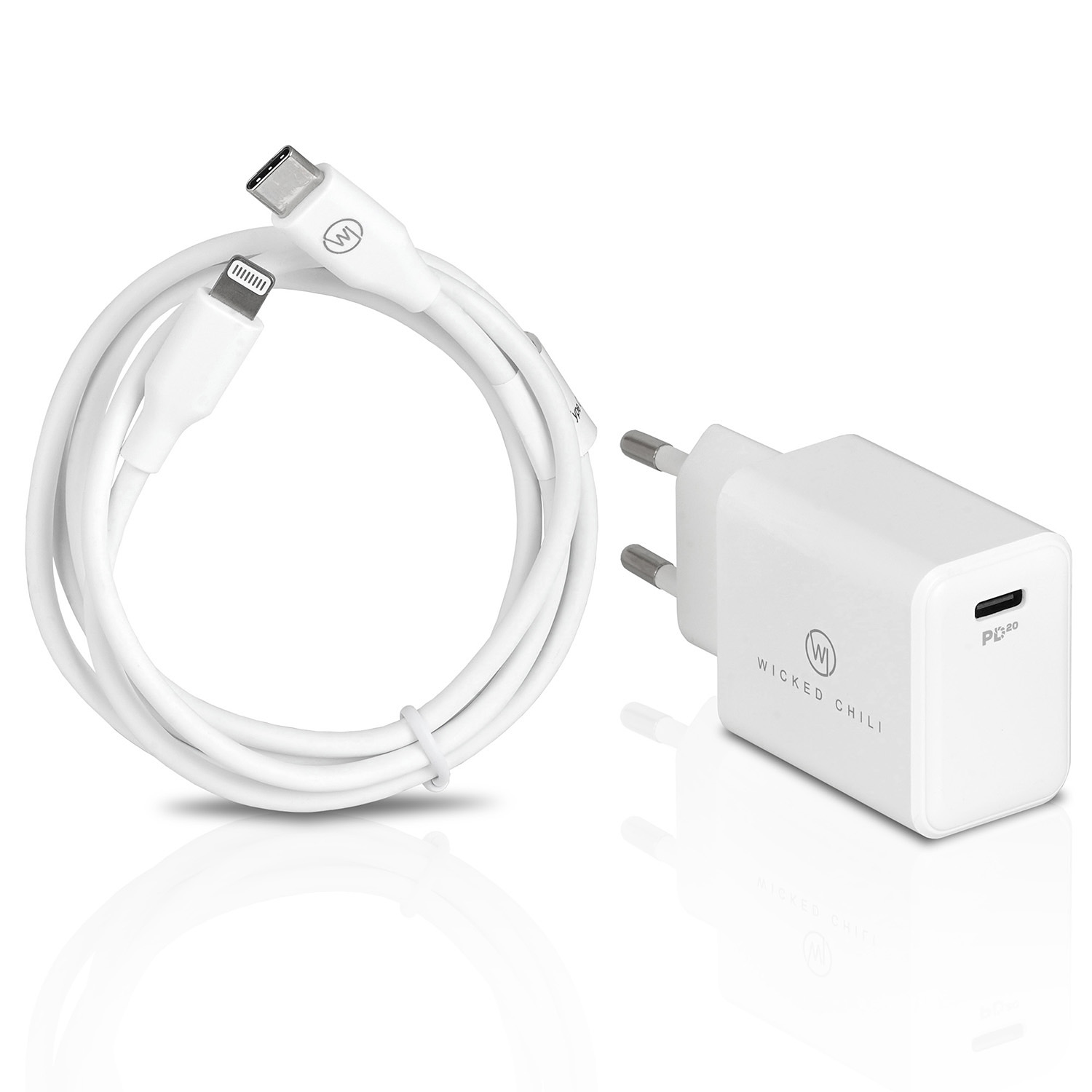 Ladekabel iPhone 12 Lade-Set für / USB auf Lightning mit 20W / C Netzteil 11 Netzteil WICKED 13 / Fast 14 USB-C CHILI 1m Charge