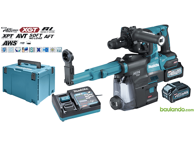 XGT HR002GM204 MAKITA DC40RA SDS-PLUS Akku 2x4,0Ah 40Vmax + + Makpac Bohrhammer AWS