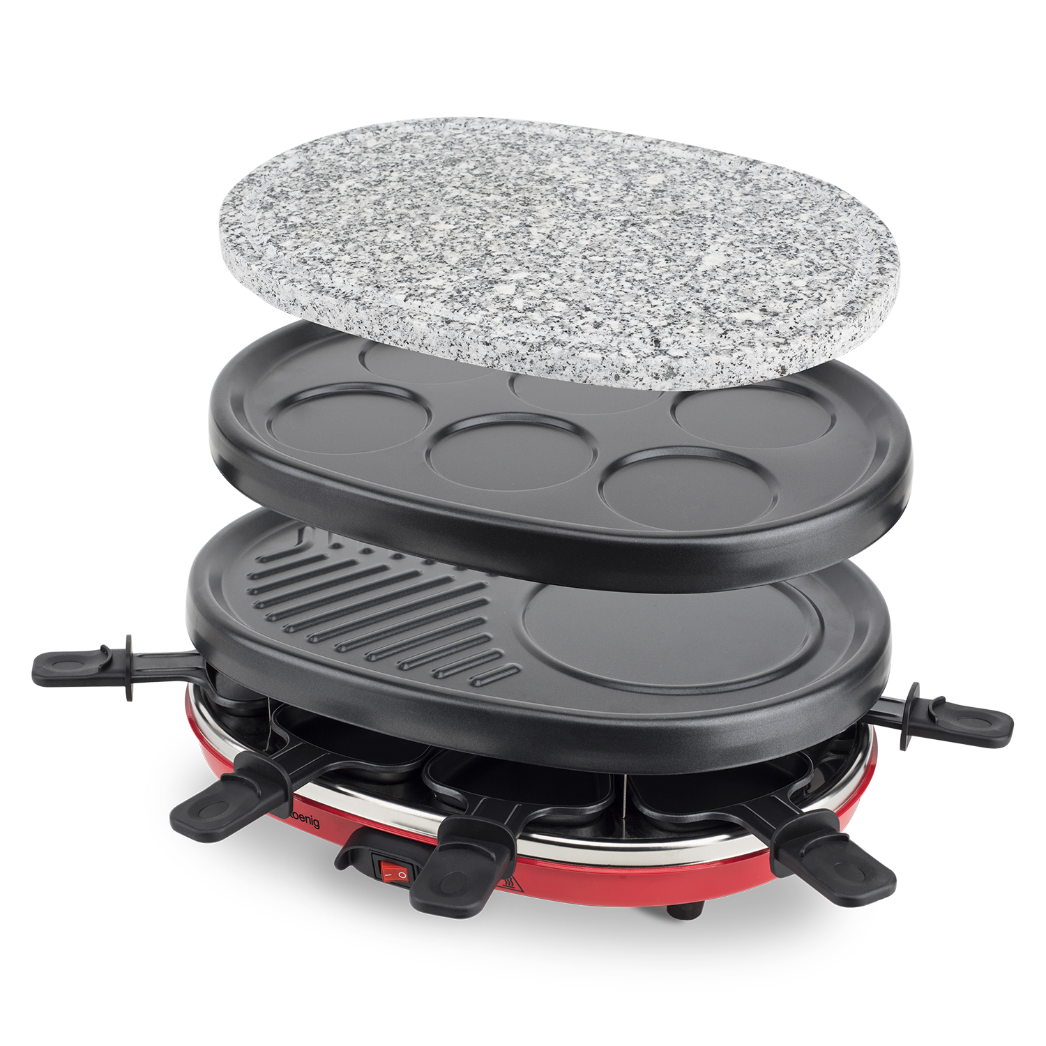 H.KOENIG H.Koenig Naturstein- Raclette-Gerät/8 Grillplatte 1 Raclette in und & Crepe-Platte RP412 Personen/Raclette, 4