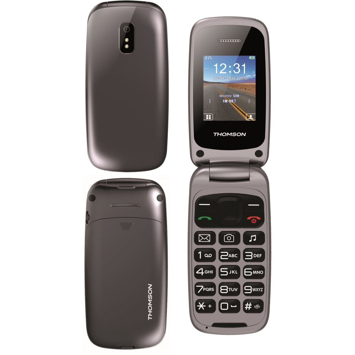 Móvil - THOMSON Thomson TLINK40 - Móvil Tipo Concha Dual SIM con Manos Libres, Bluetooth y Linterna LED - Plata, Plata, 32 MB, 1,8 ", SC6531E, Symbian