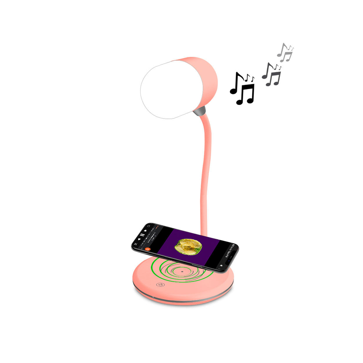 Lampara Led Con Carga Por Induccion Lámpara Led Bluetooth Con Carga Por Induccion Y Altavoz Power-Music-Light;NUEBOO, Rosa