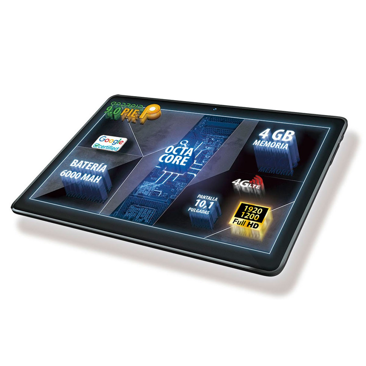 Tablet 10" Android - TAL-ZIRCON-1016 TALIUS, 64 GB, Negro, 10,1 ", Full-HD, 4 GB, ARM Cortex-A53 Octa-Core, Android