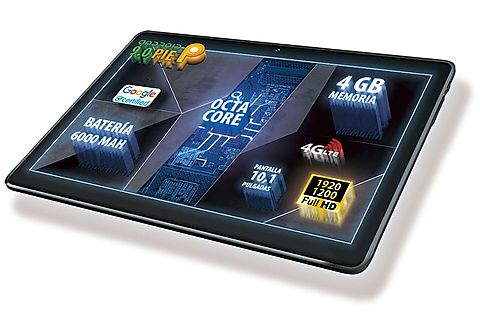 Tablet 10" Android - TALIUS TAL-ZIRCON-1016, Negro, 64 GB, 10,1 " Full-HD, 4 GB RAM, ARM Cortex-A53 Octa-Core, Android