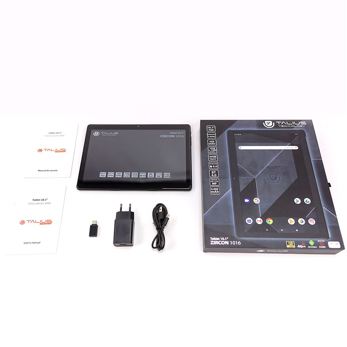 Zoll, 10,1 Tablet, 64 GB, Schwarz TALIUS TAL-ZIRCON-1016,