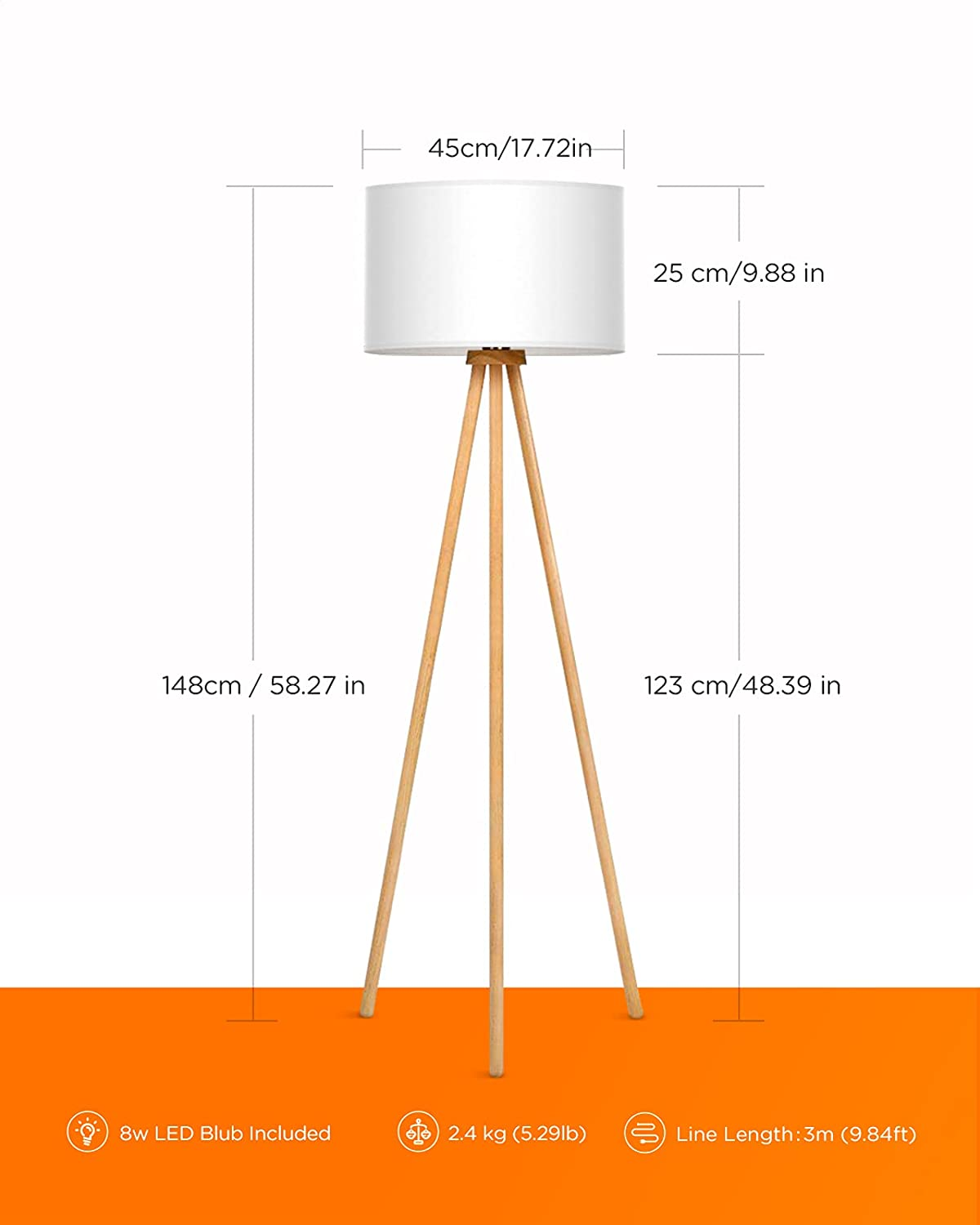 Wohnzimmer Glühbirne skandinavische für mit Standleuchte Stehlampe Stehleuchte Stehlampe TOMONS
