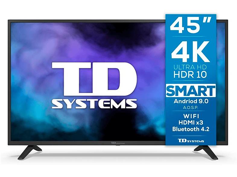 TD SYSTEMS K45DLJ12US WIFI SmartTV TDT 45 '' 4K Peana Ethernet 3 HDMI 2 USB