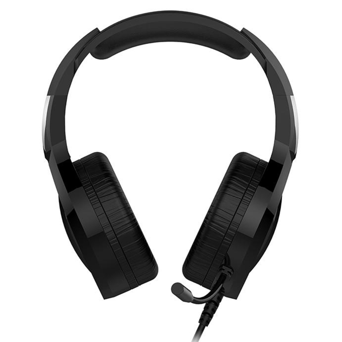 Auriculares negros con micrófono incorporado, orientados hacia el espectador.