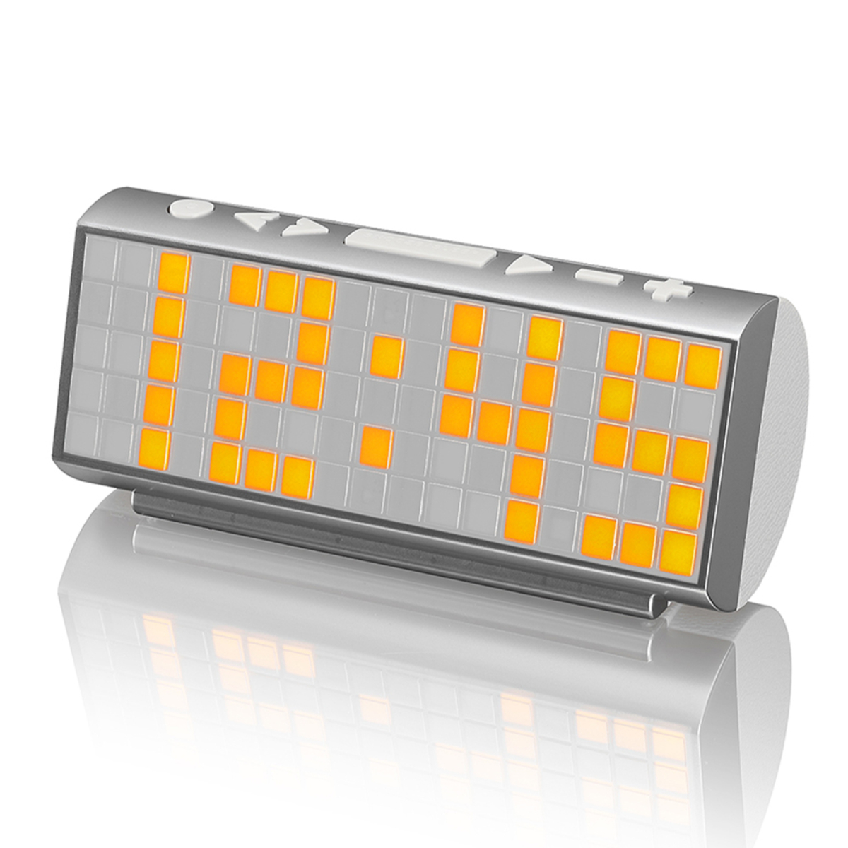Sytech Radio Reloj despertador dot matrix calendario y temperatura ambiental sy1037 plata gris