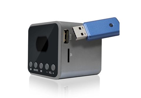 Altavoz mini portátil con tecnología Bluetooth, Display LED, USB, Micro-SD  - SYX1255BTPL SYTECH, Gris