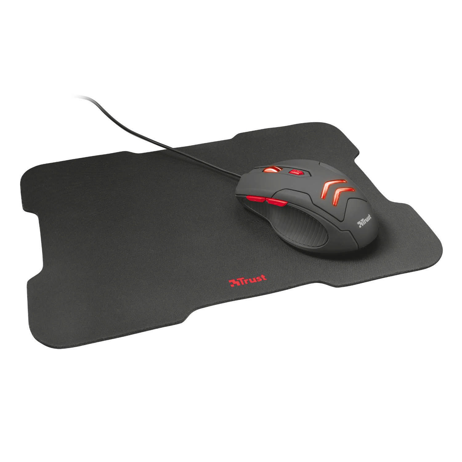 Trust Ziva Usb 3000dpi negro rojo y alfombrilla gaming velocidad 6 botones raton