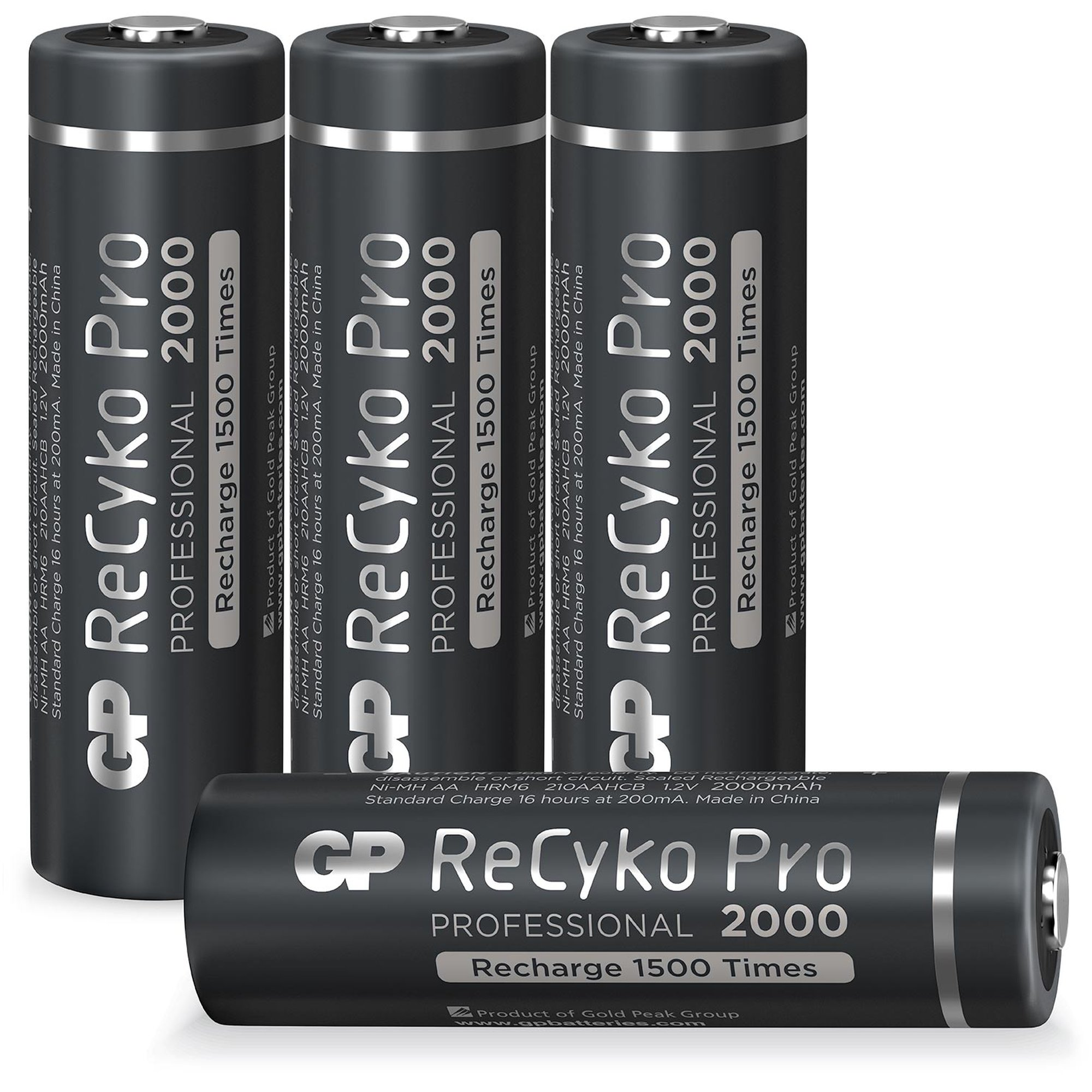 GP BATTERIES AA Akku NiMH NiMH ReCyko Akku, 1,2V mAh mAh - Pro 4 Stück Nickel-Metallhydrid 2000 2000