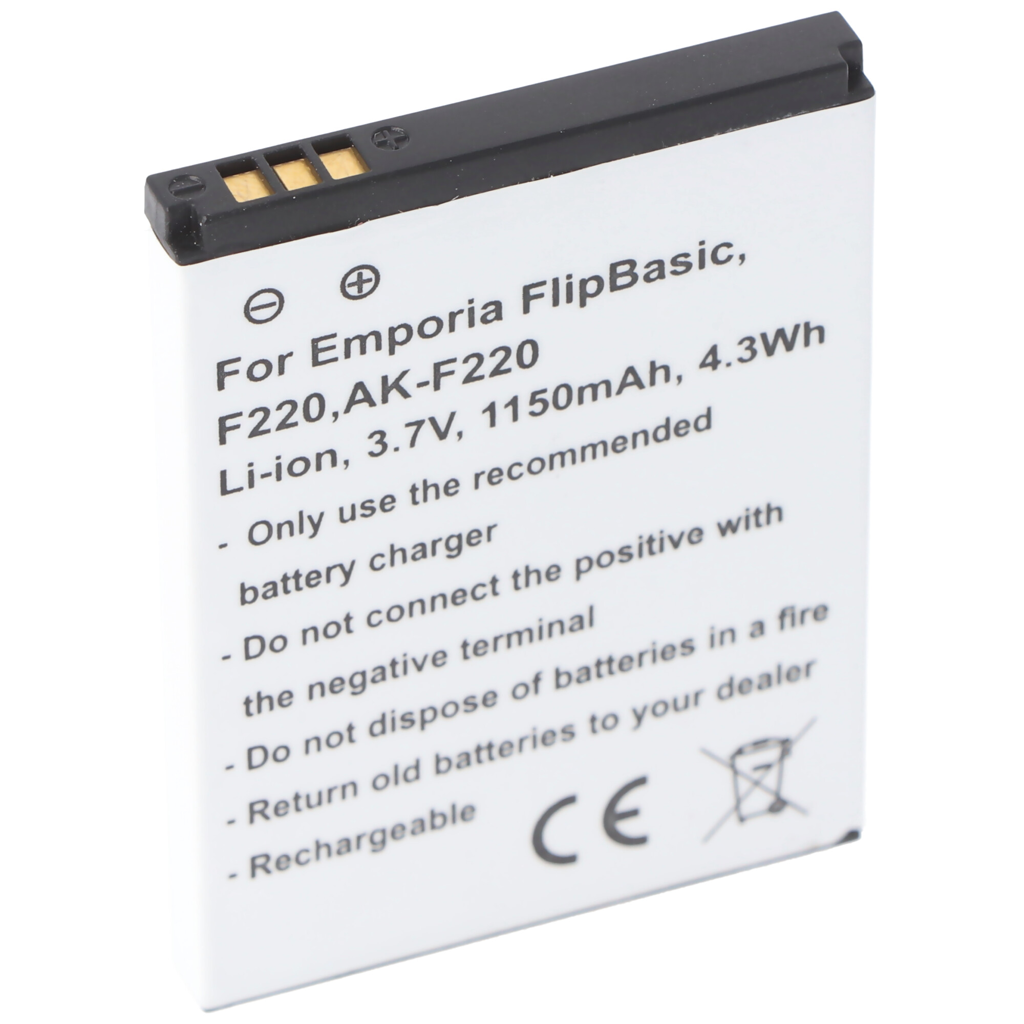 SD474050A FLIPbasic Akku AK-F220 Lithium-Ionen Handy-Akku, Li-Ion Emporia basic, - F220, für mAh F210, Emporia 1150 ACCUCELL Flip