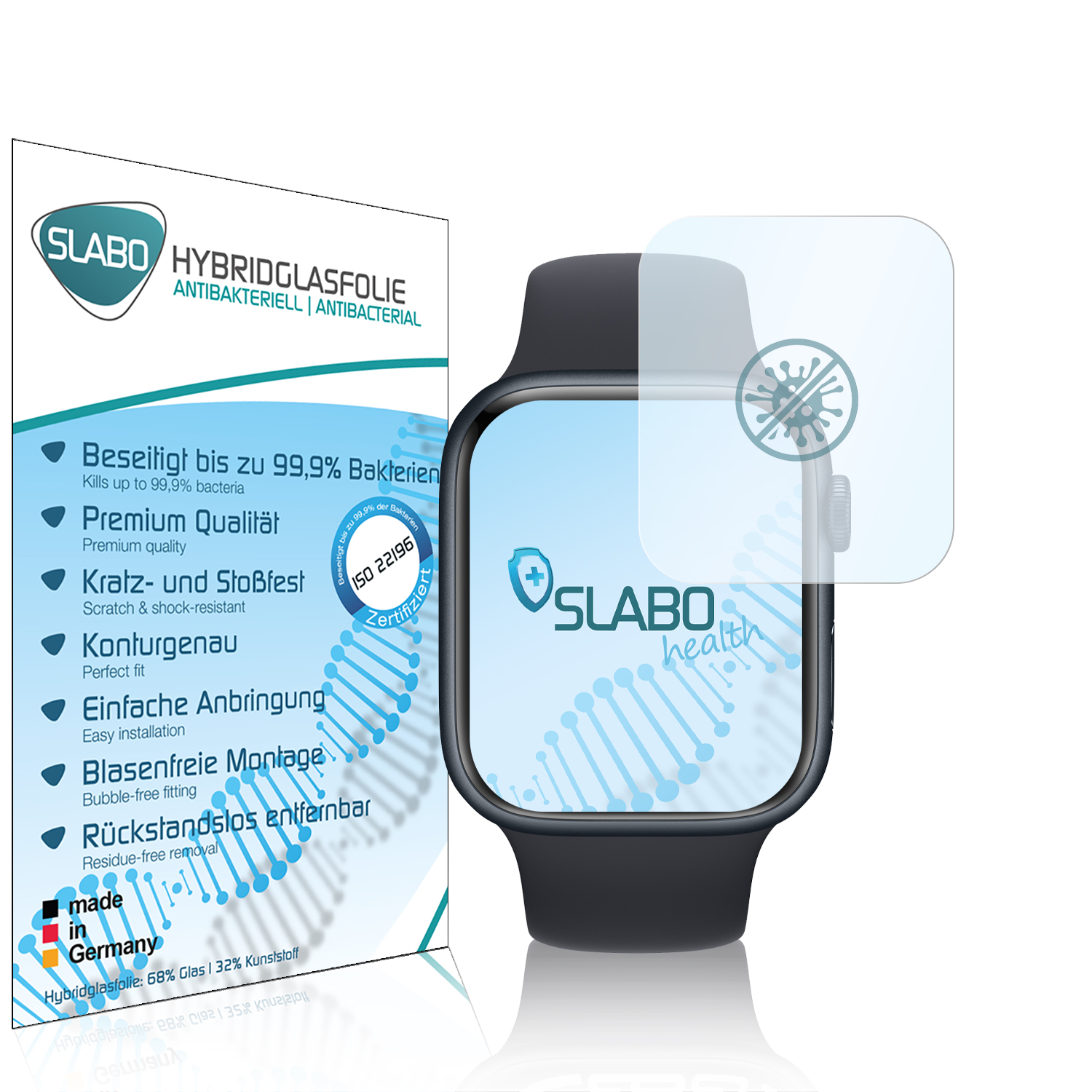Displayschutz(für SLABO 8 Hybridglasfolie 7 flexible | Apple Series antibakterielle Watch (45 (45mm) Watch Series mm))