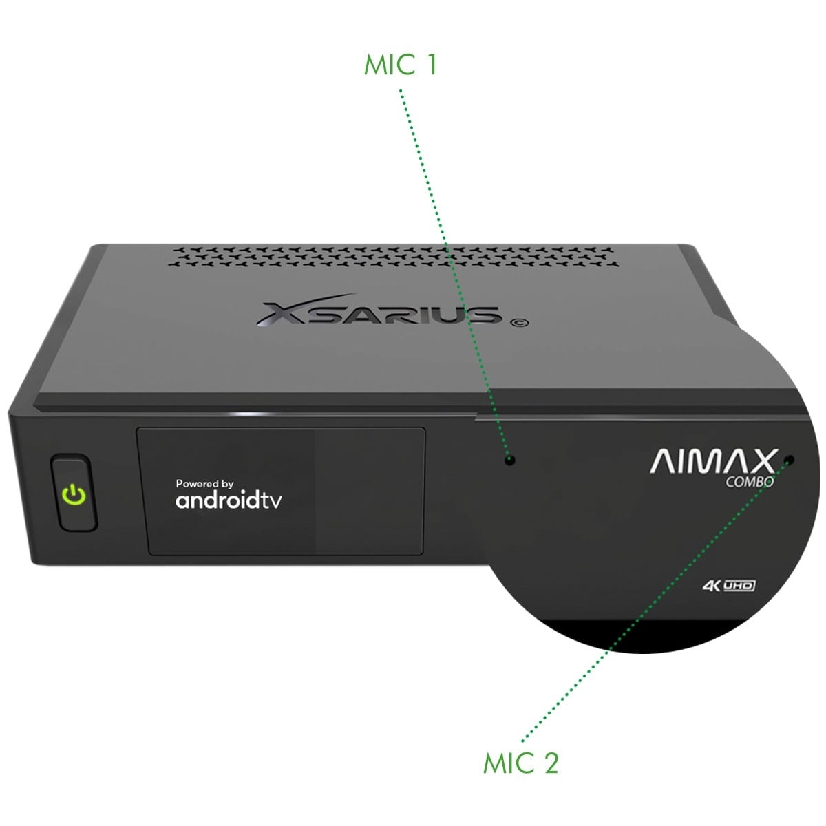IP-Receiver DVB-C Sat Kabel AI, Hybrid & (PVR-Funktion, Schwarz) Mediaplayer UHD XSARIUS MicroSD) DVB-S2X Dual-WiFi, 8.0, 4K AIMAX Sat 4K COMBO (Android