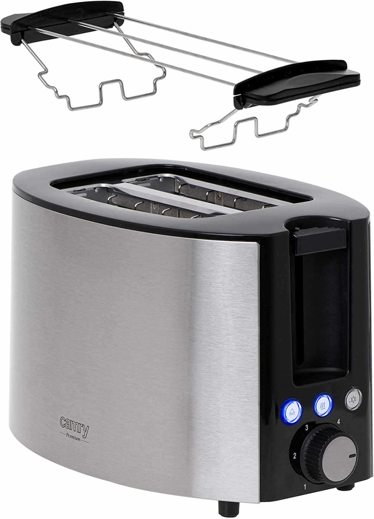 CAMRY CR3215 2) Brötchen-Aufsatz Toaster Schlitze: (850 Silber Watt, mit