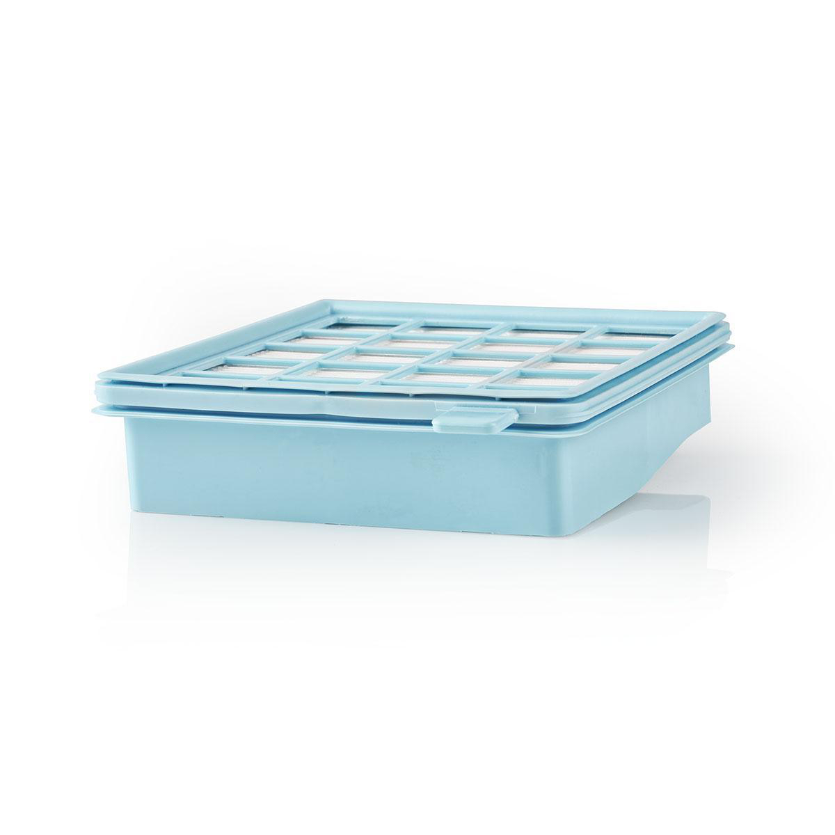 A light blue rectangular filter box with a grid on top, seen from above.