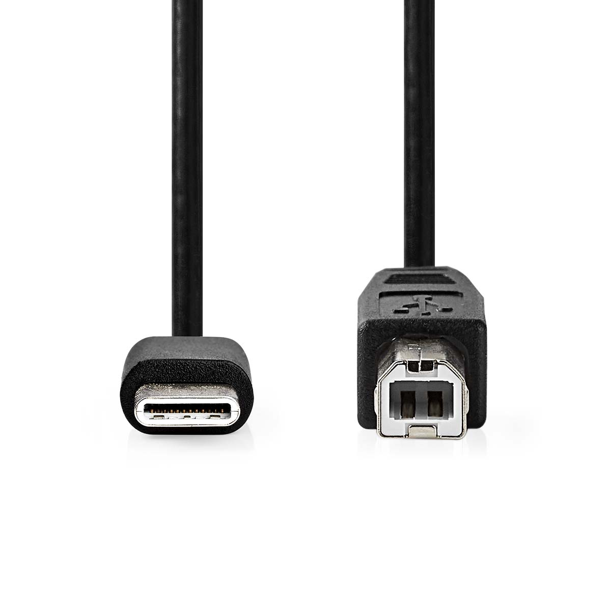 Schwarzes Kabel mit einem USB-C-Anschluss an einem Ende und einem FireWire-Anschluss am anderen.