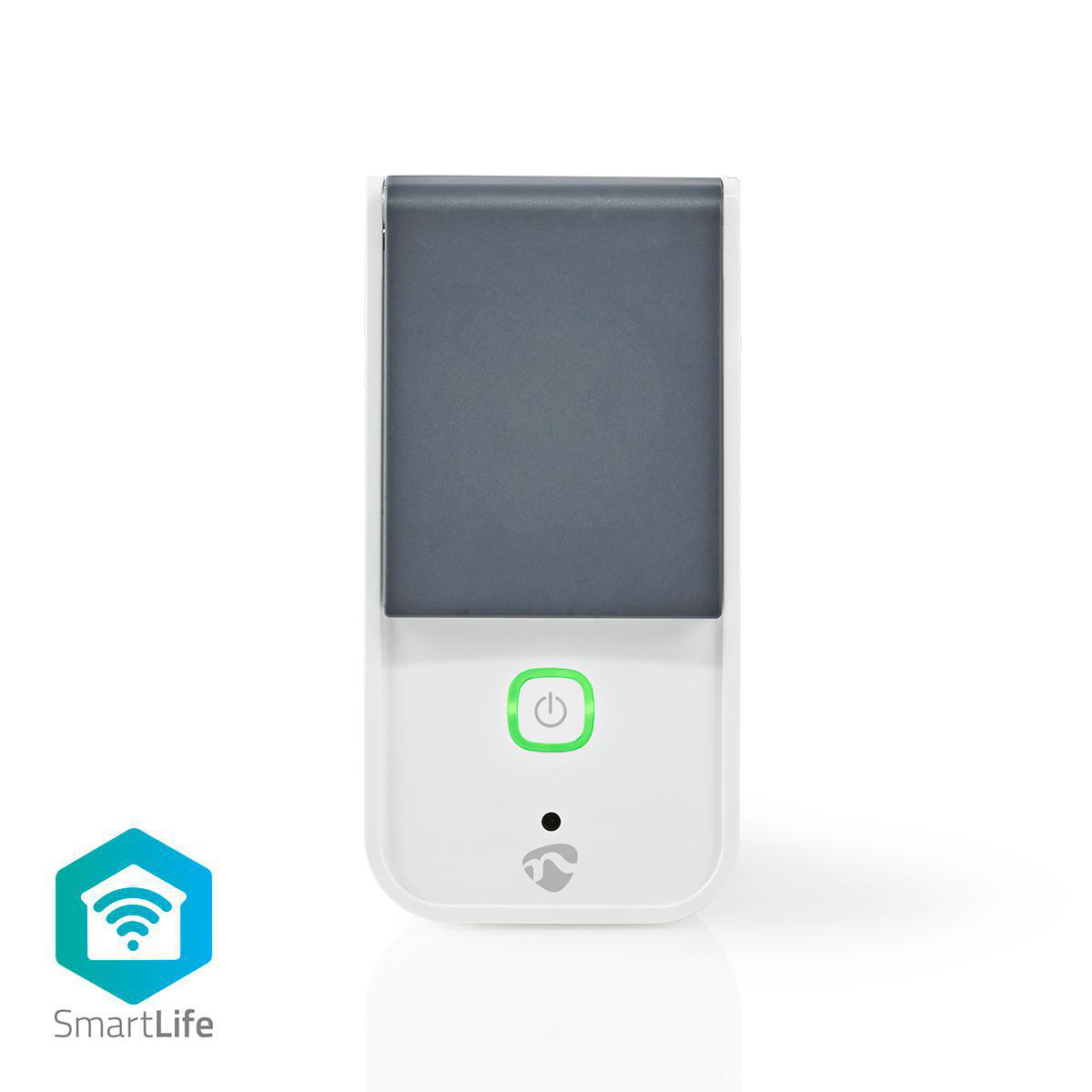 Ein weißes und graues SmartLife-Gerät mit Ein-Aus-Taste.