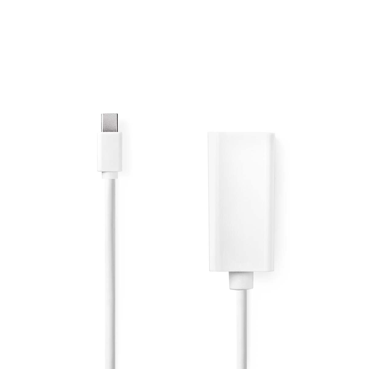 Dos cables y adaptadores USB-C blancos sobre fondo blanco. Un cable conectado.