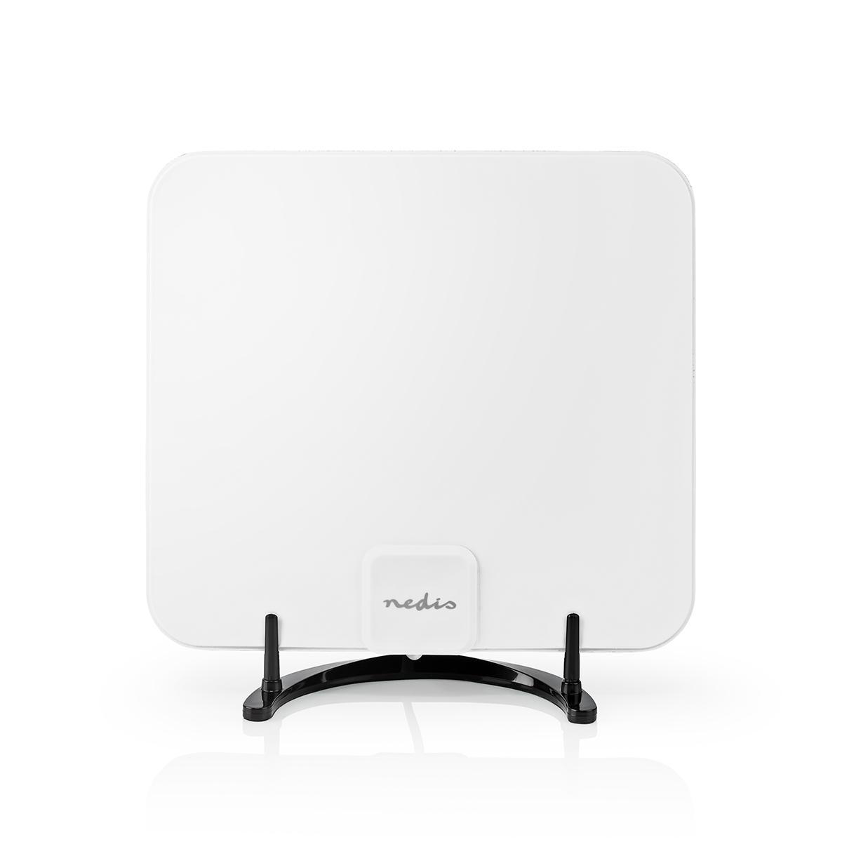 Antenne rectangulaire blanche sur un support noir. Le fond est blanc.