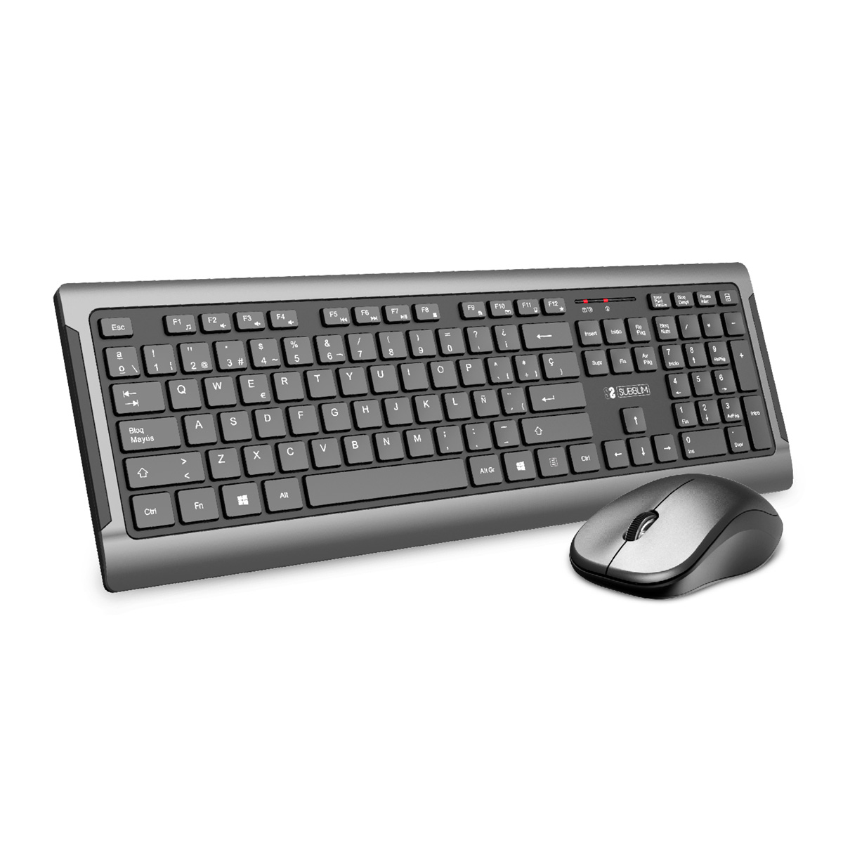 Teclado y Ratón Inalámbricos Ultra Plano Silencioso Premium - SUBBLIM, Inalámbrico, null, Negro, Gris