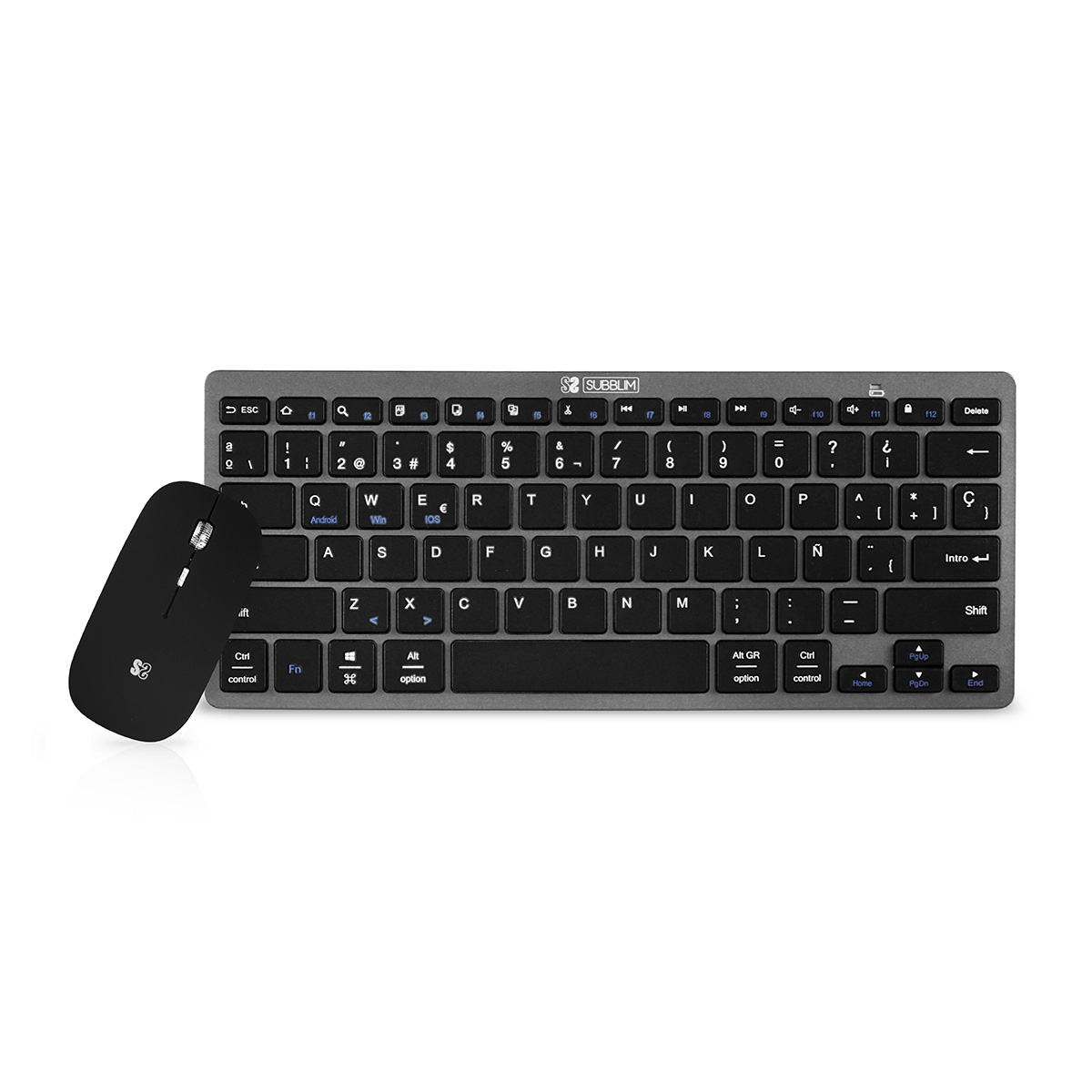 Subblim Dynamic Combo compact grey teclado bluetooth gris de y pack plata blanco