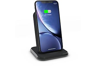ZENS Aluminium Wireless Charger Stand Schwarz, Unterstützt Fast Wireless Charging mit bis zu 10 Watt Kabelloses Ladegerät Apple, Samsung, Huawei, OnePlus, etc., Schwarz