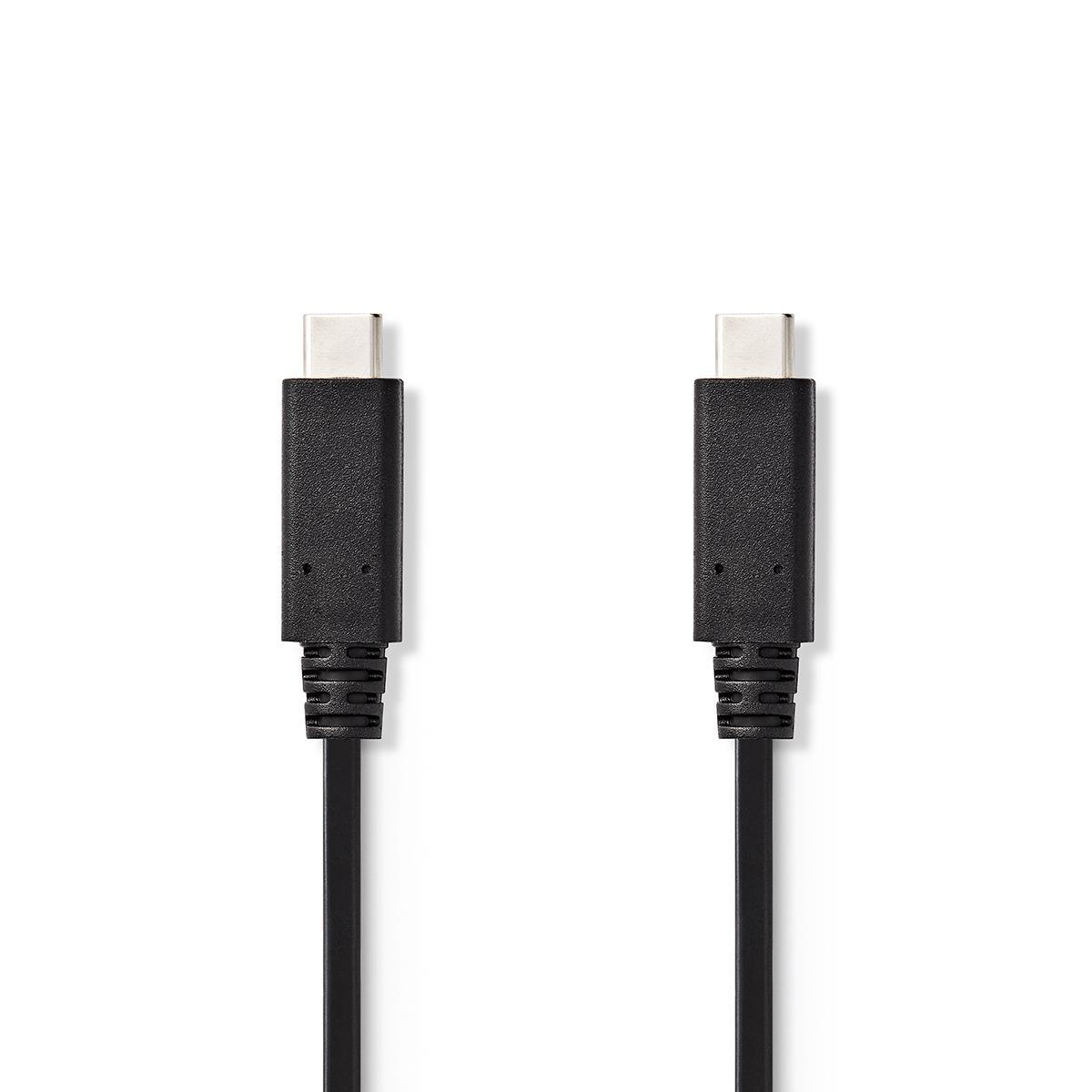 Dos cables USB-C negros uno al lado del otro. Fondo blanco.