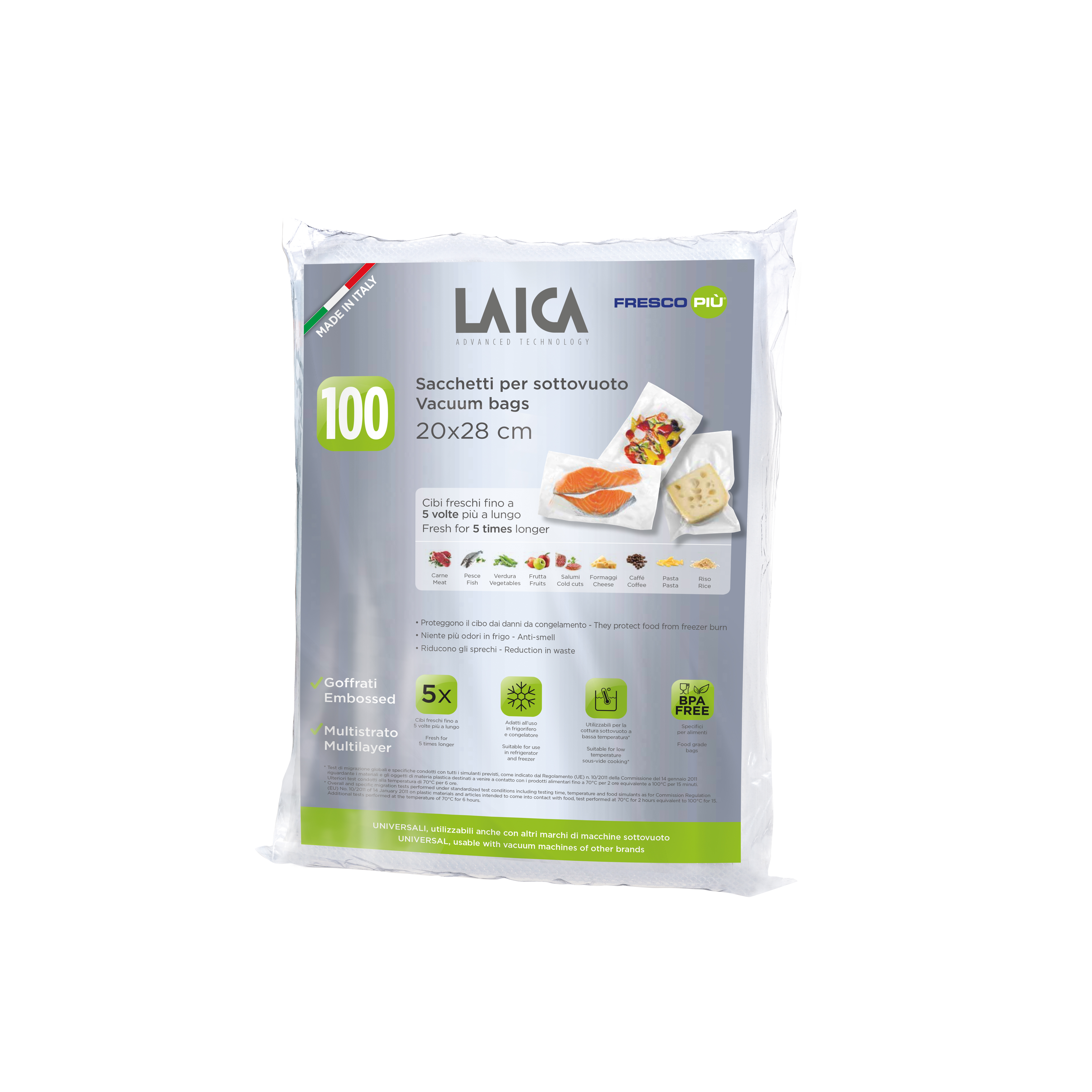 Bolsas Para De sellar laica vt3501 100 gofradas 20x28 cm. especiales conservación alimentos vt3501. libres bpa. paquete unidades envasado 20 28 vt3501laica transparente cocinar