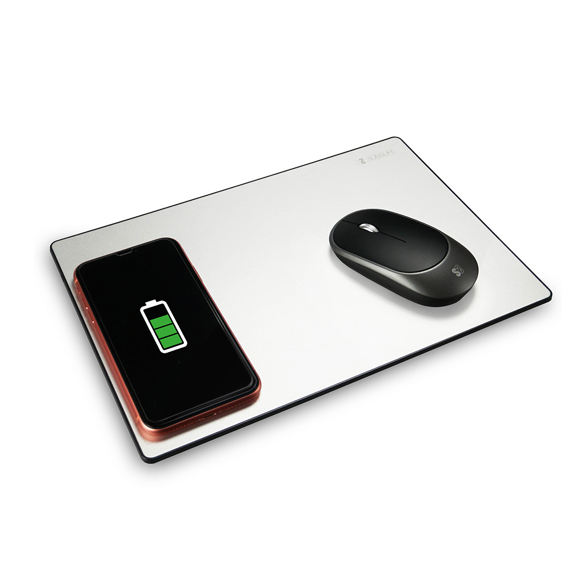 Subblim Mousepad Wireless charger aluminum silver 10w alfombrilla de aluminium multicolor submp10wal01 con plata cargador 10wal01 qi 5v2a