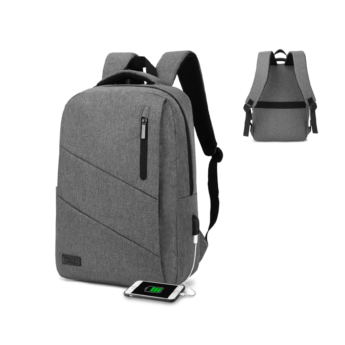 1 Mochila Backpack para Portátil - Mochila para Ordenador Portátil 15,6" - SUBBLIM City Backpack Gris SUBBLIM, Oxford Negro