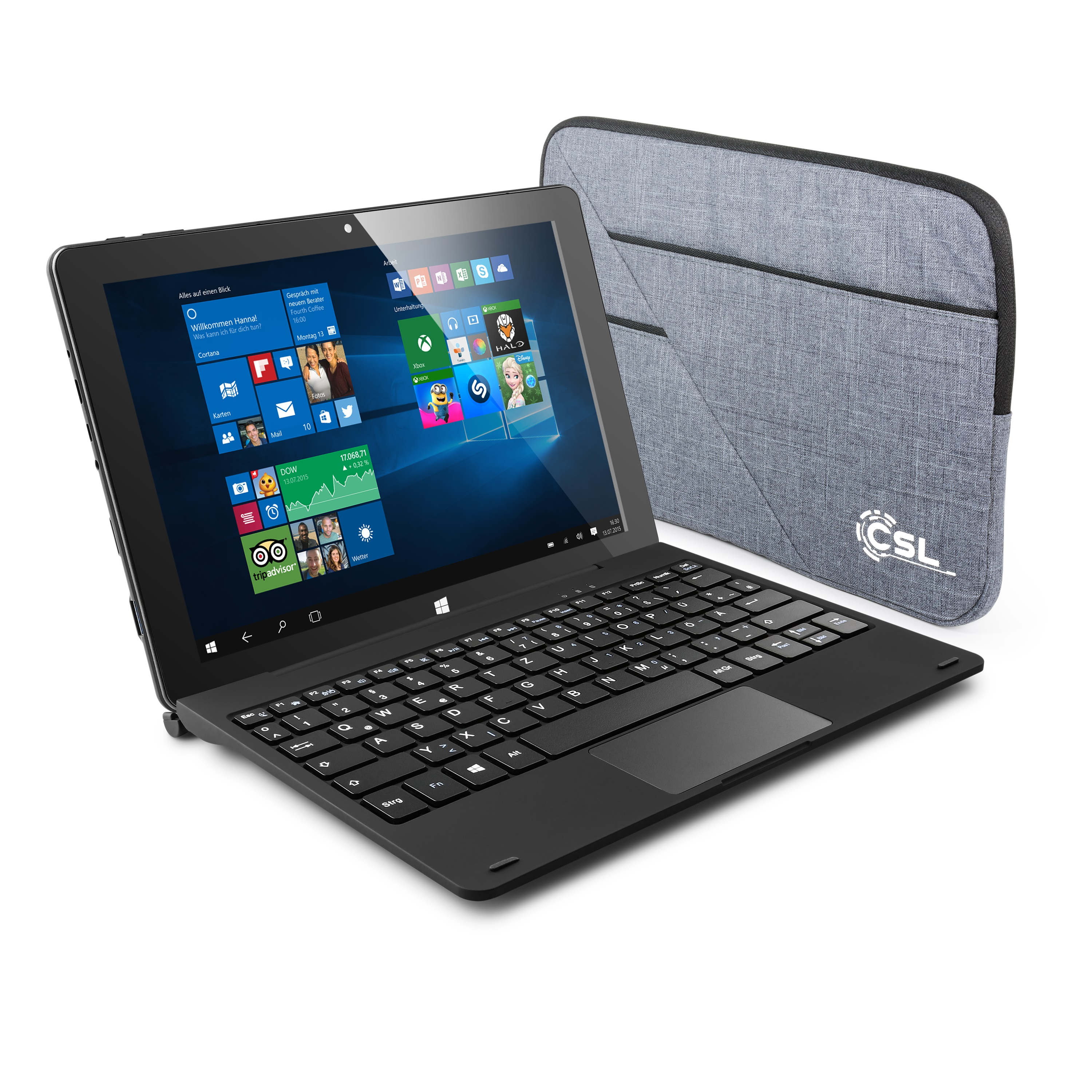 CSL Panther Tab HD Zoll, / 10,1 256 schwarz USB + 128 GB Pro Tablet, 11 3.1 Win Tasche, GB, 