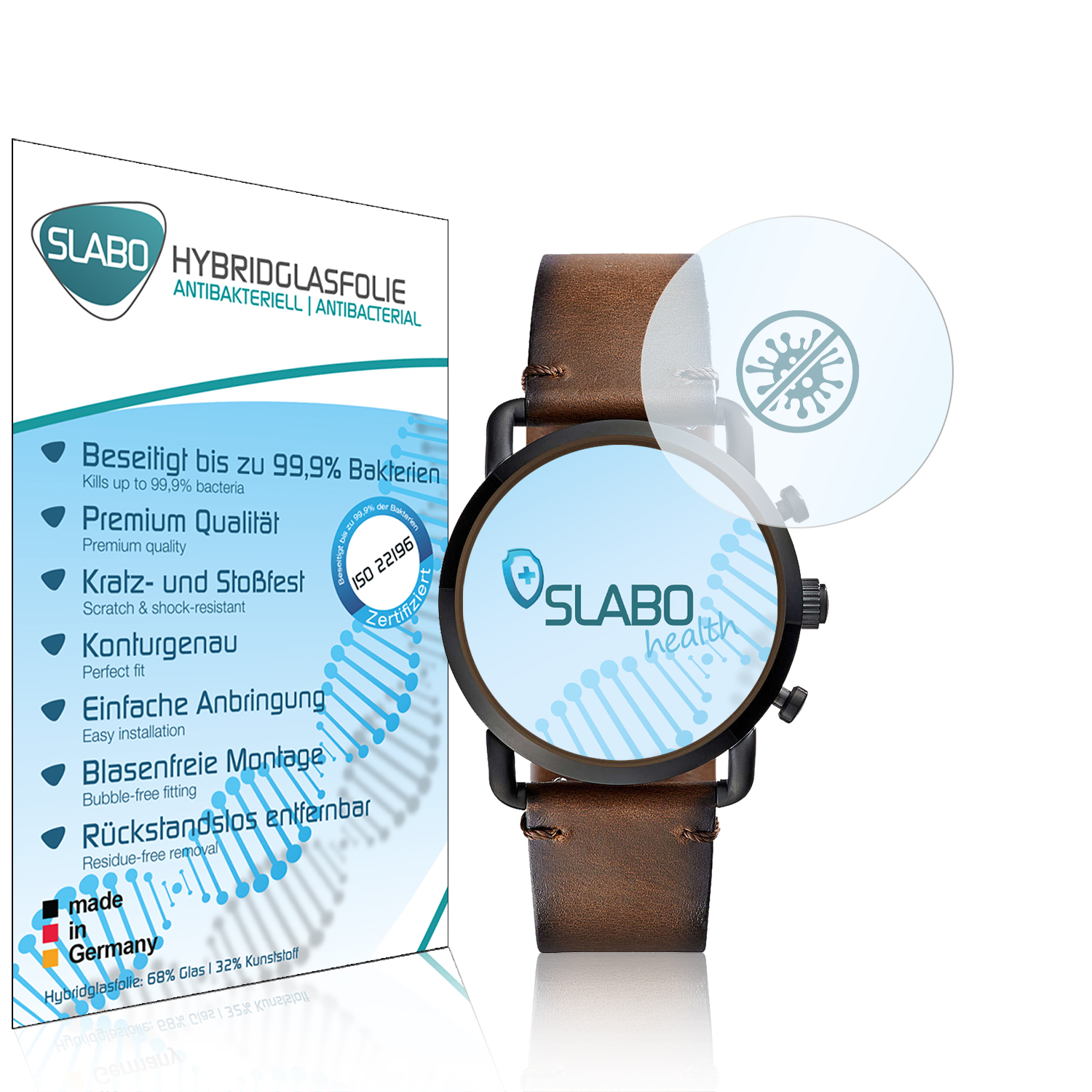 SLABO antibakterielle flexible Hybridglasfolie (FTW)) Fossil Q Commuter Displayschutz(für