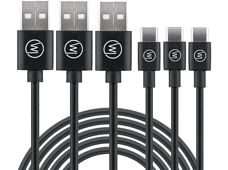 Fast 3x 15W, USB-A Charge m, CHILI Kabel, 5V), USB (3A, Schnelladekabel USB-C Black auf 1 WICKED