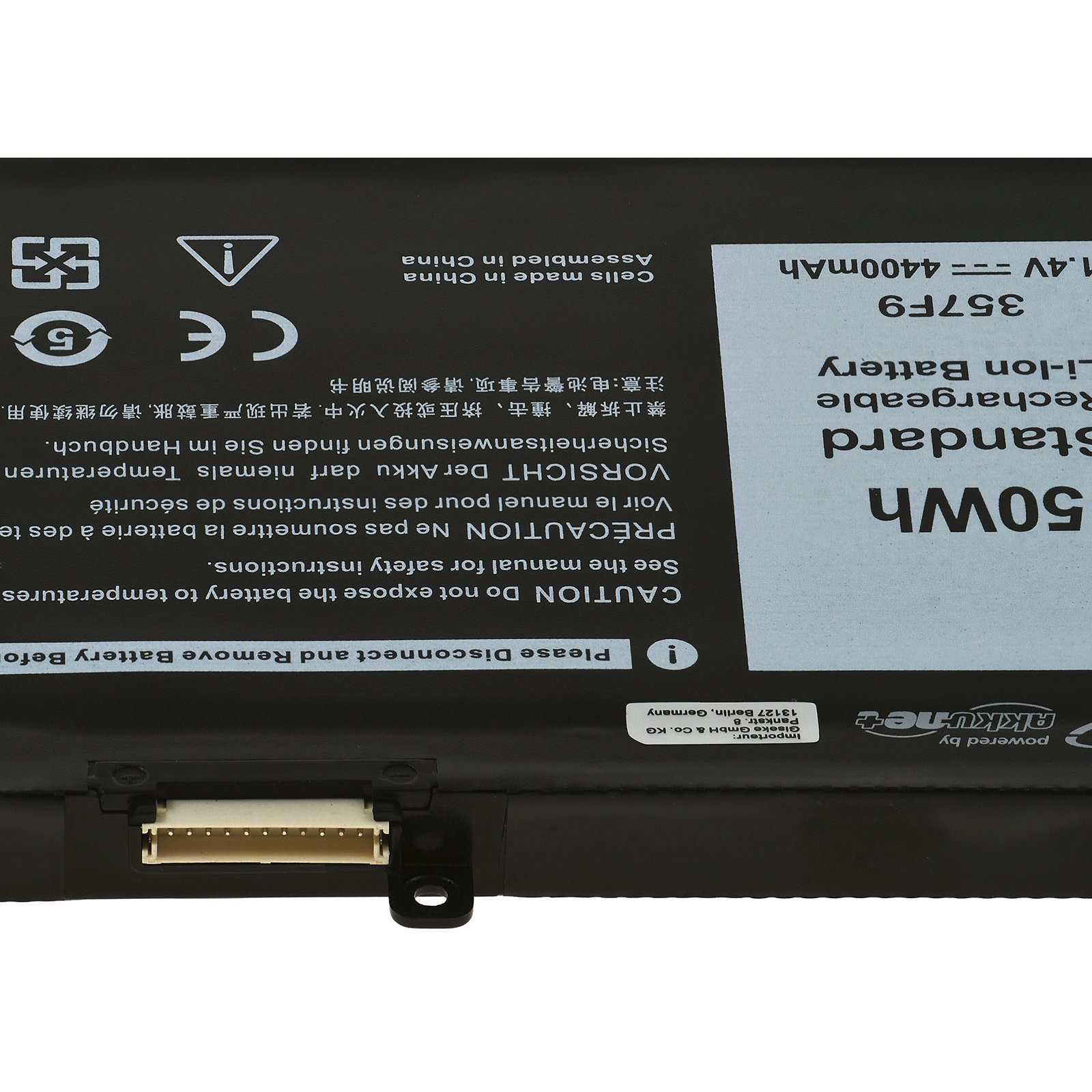 POWERY Akku 4400mAh 11.4 Li-Polymer Dell Volt, für Akku, INS15PD-3848B