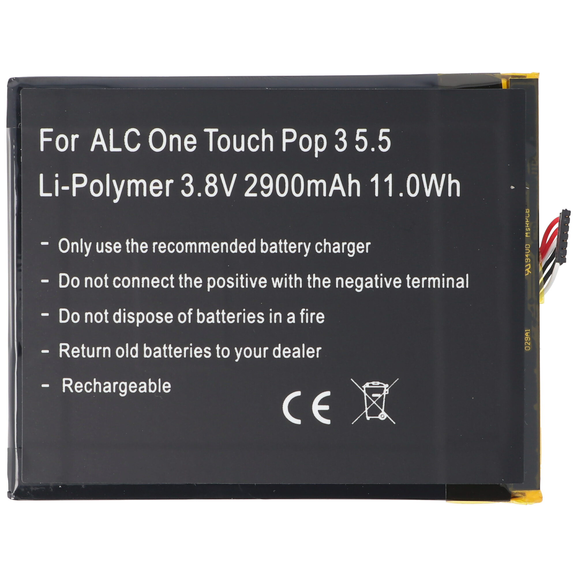 2900 passend ACCUCELL Lithium-Polymer LiPo Touch Akku TLp029A1, CAC2910008C1 3 - 5.5, Alcatel Handy-Akku, für One OT-5025, Pop mAh