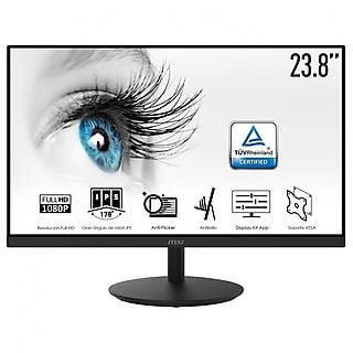 Monitor  - MSI Pro MP242 pantalla para PC 60,5 cm (23.8") 1920 x 1080 Pixeles Full HD LCD Negro MSI, 23,8 ", Full-HD, 5 ms, 1x VGA (D-Sub), 1x HDMI 1.4, 1x Salida de auriculares, 1x Jack de entrada para micrófono, Negro