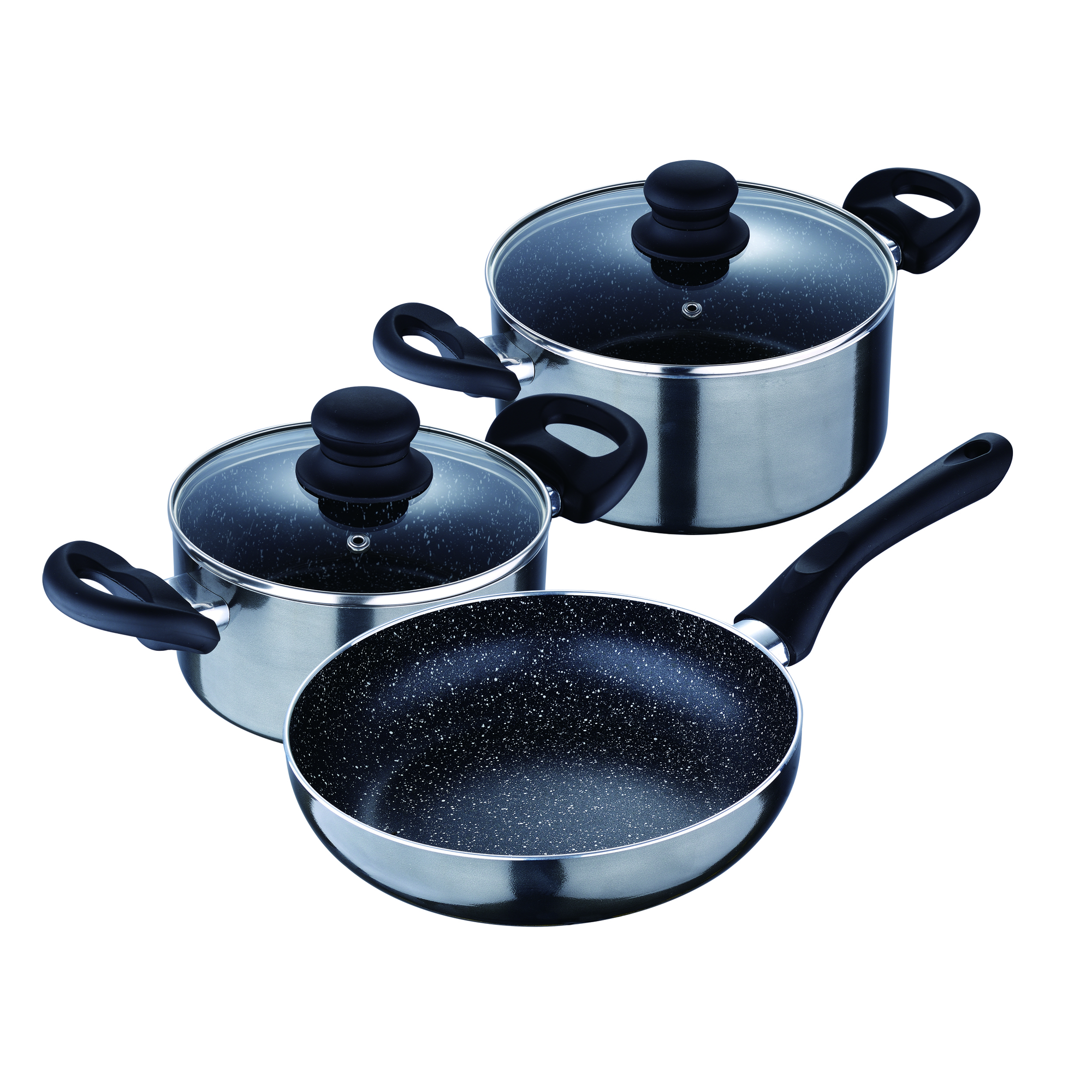 San Ignacio Bateria de cocina 5 piezas soria aluminio prensado apta para induccion negro 5pc tren igancio sg6895