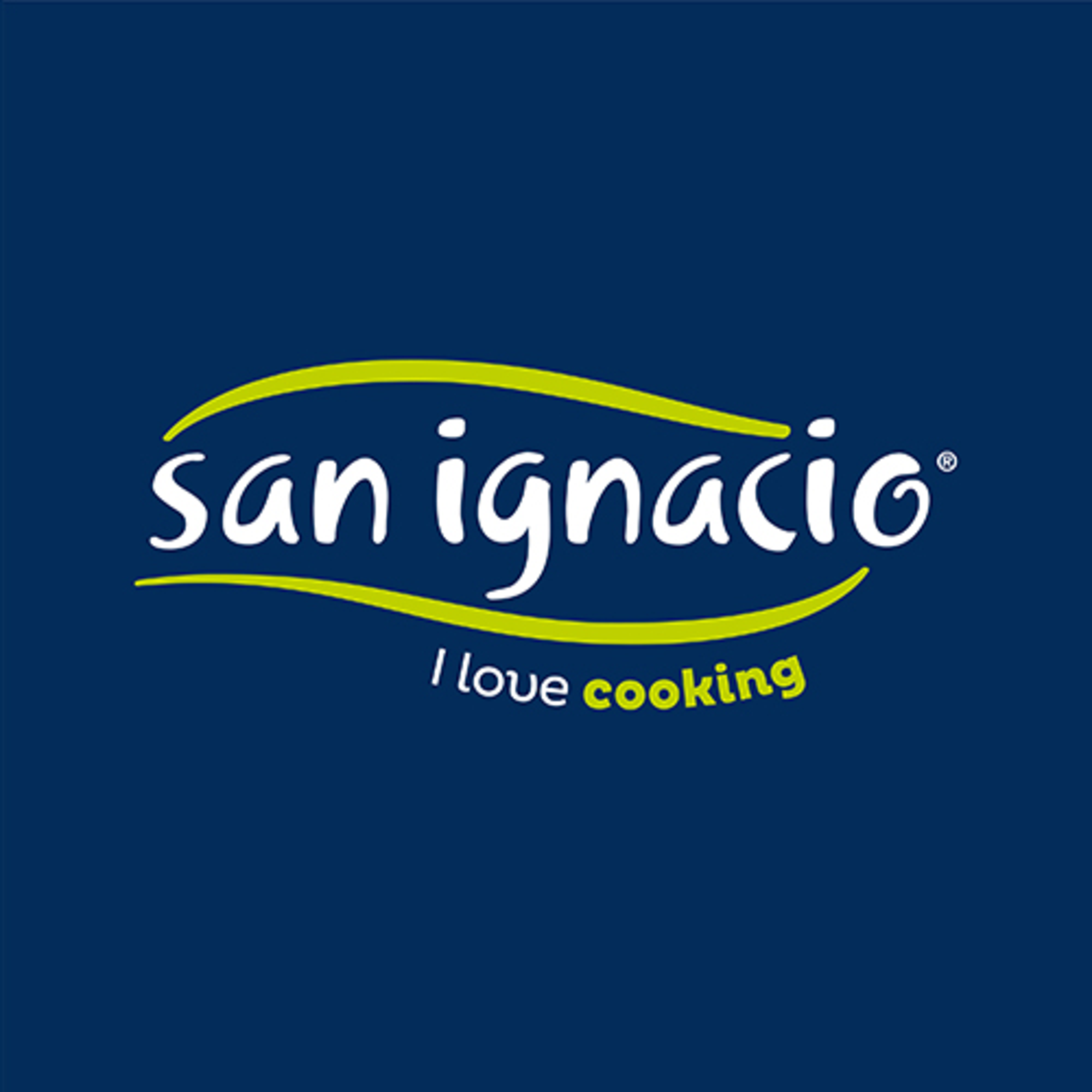 Logo con 'san ignacio' en letras blancas, encima 'I love cooking'.