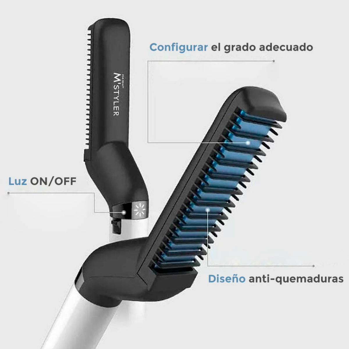Cepillo plancha para Hombre pelo y barba de segunda generación INGGAN  2146, W, 100 °C, Multicolor