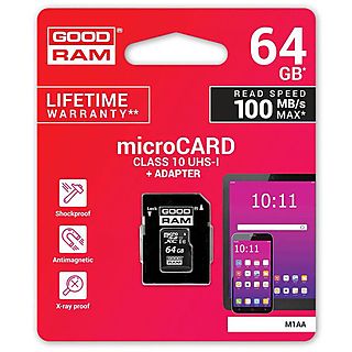 Memoria Micro SD - GOODRAM Memoria MicroSD Goodram 64GB Clase 10 UHS-I +Adaptador (MM52375634)