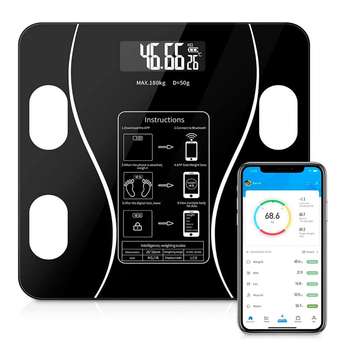 Digital Bluetooth Inteligente con 12 mediciones inggan 2320