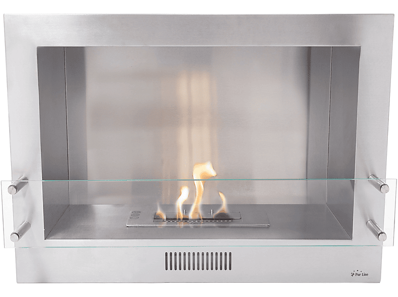 PURLINE Bioethanol-Wandkamin aus Stahl mit gehärtetem Glas wandmontierter Biokamin (3000 Watt)